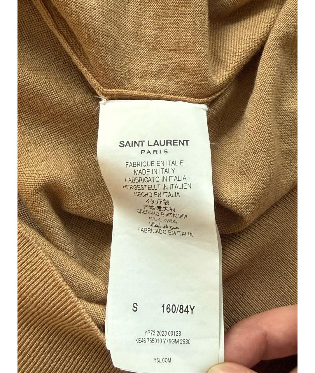 SAINT LAURENT Бежевая вискозная водолазка, фото 4