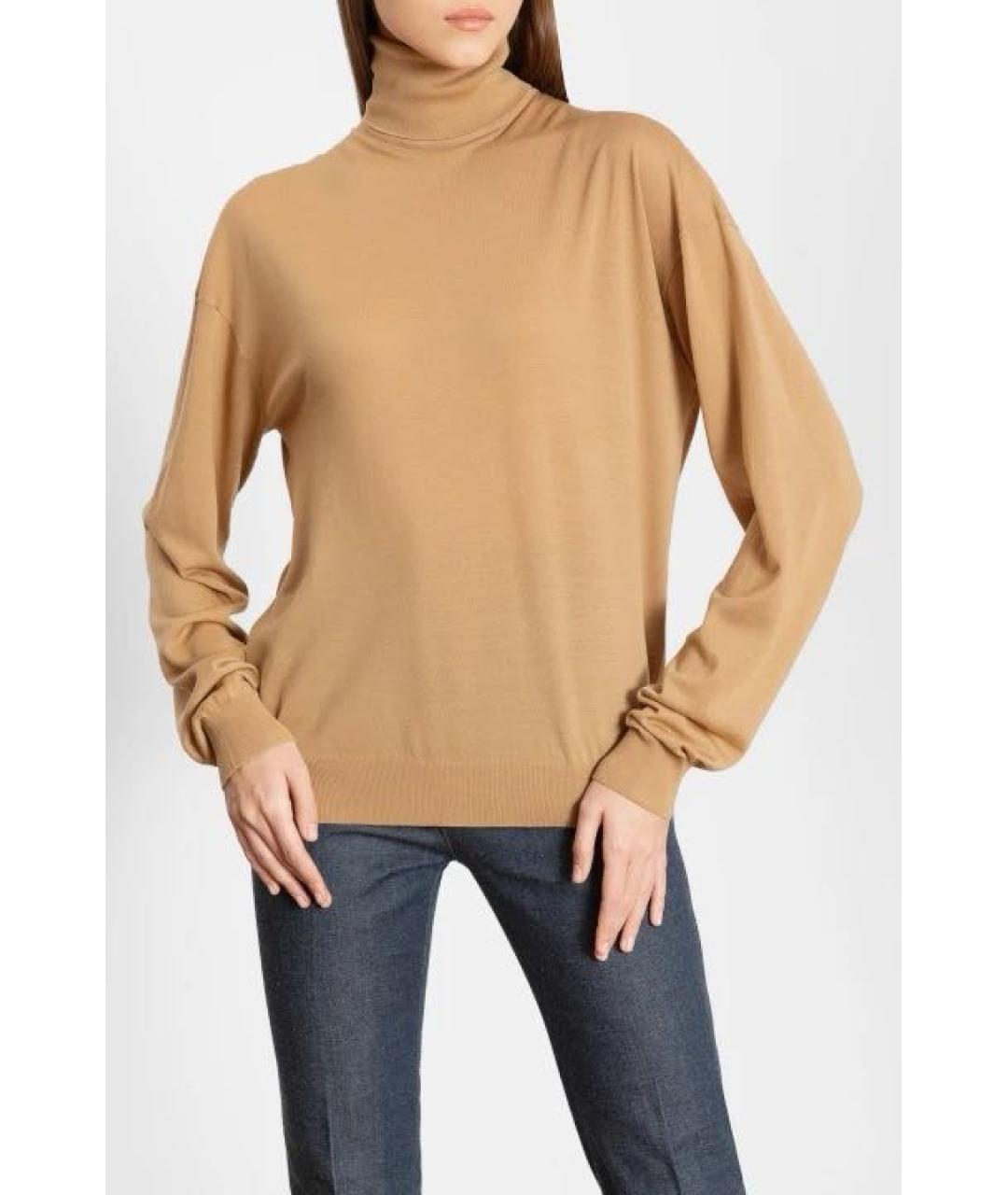 SAINT LAURENT Бежевая вискозная водолазка, фото 5