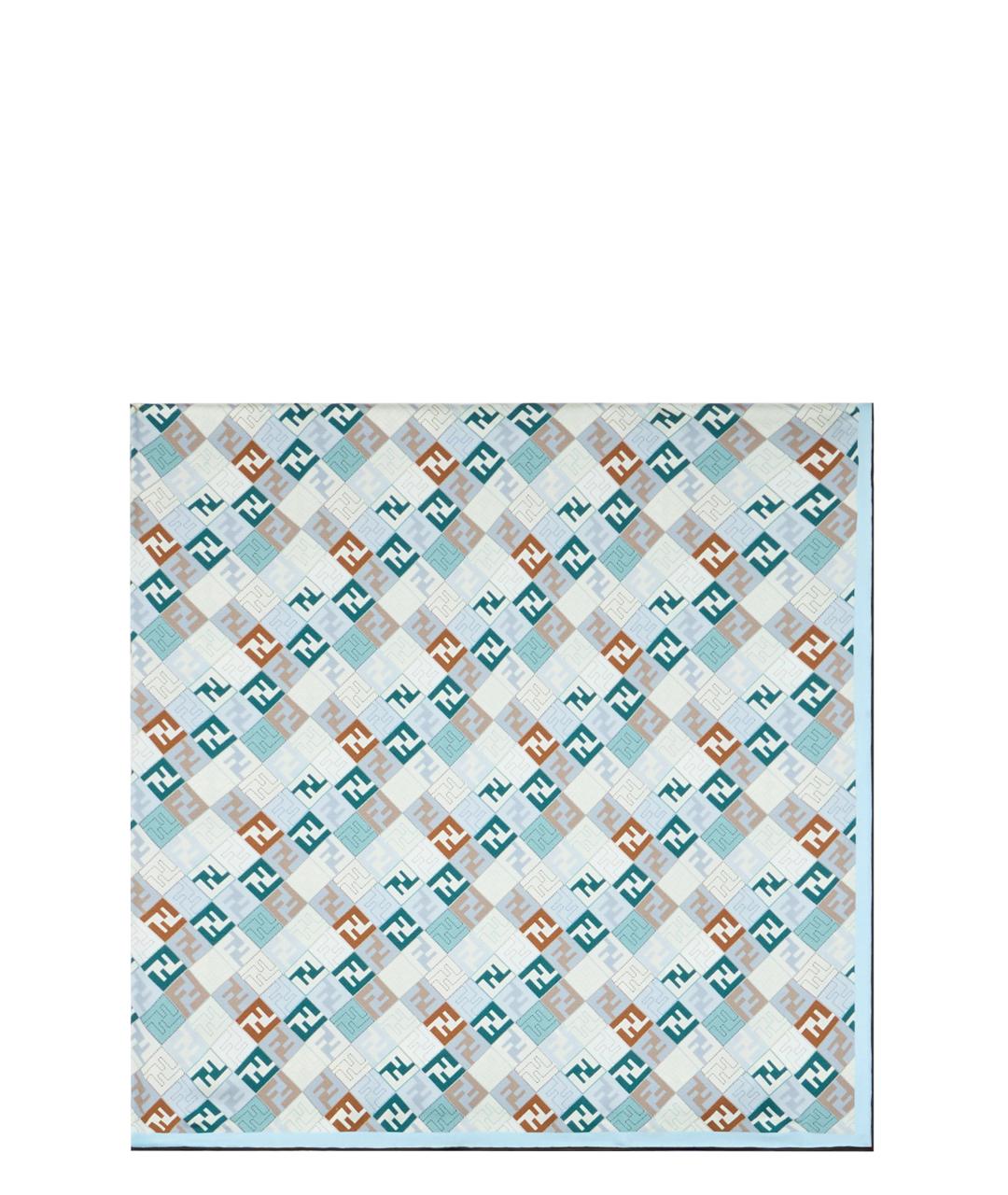 FENDI Голубой шелковый шарф, фото 1