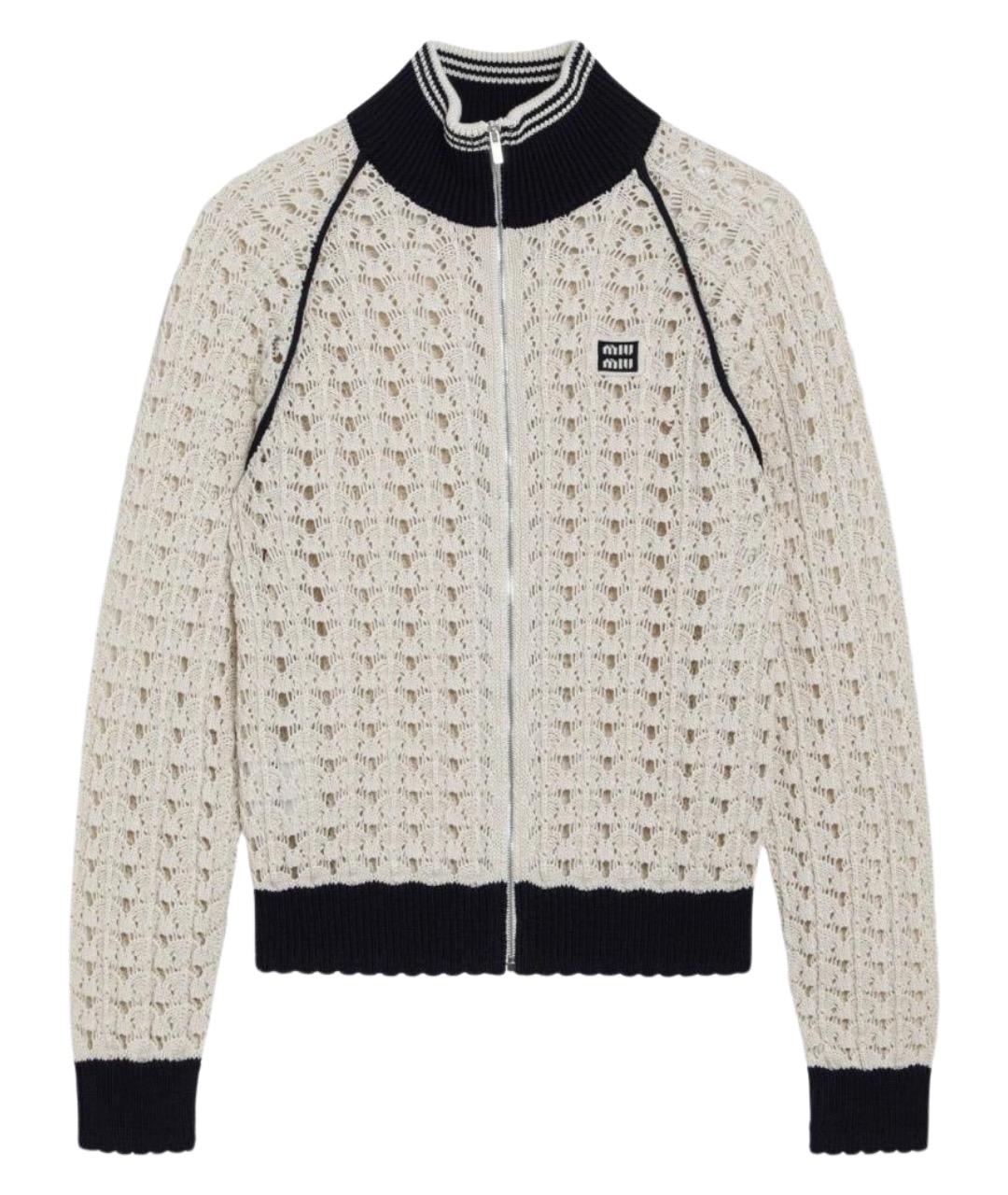 MIU MIU Бежевый хлопковый кардиган, фото 1