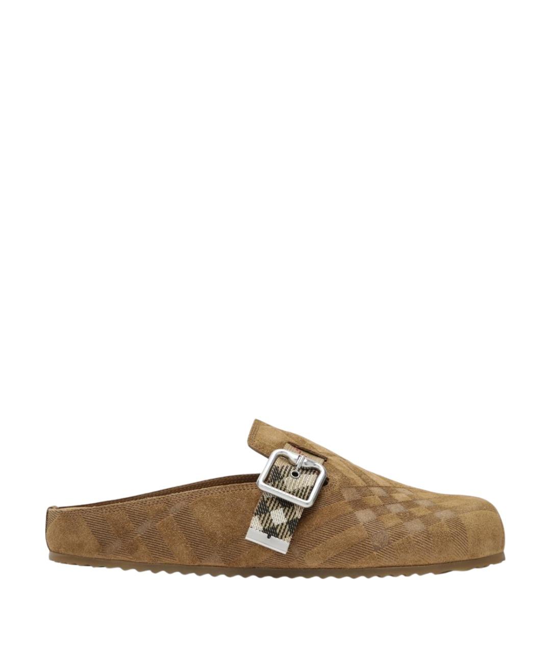 BURBERRY Бежевые замшевые мюли, фото 1