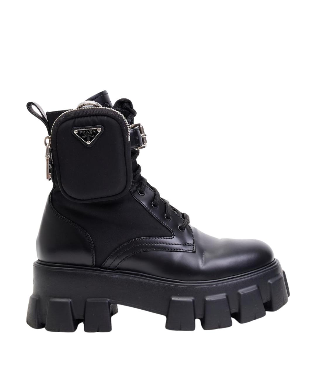 PRADA Черные кожаные ботинки, фото 1