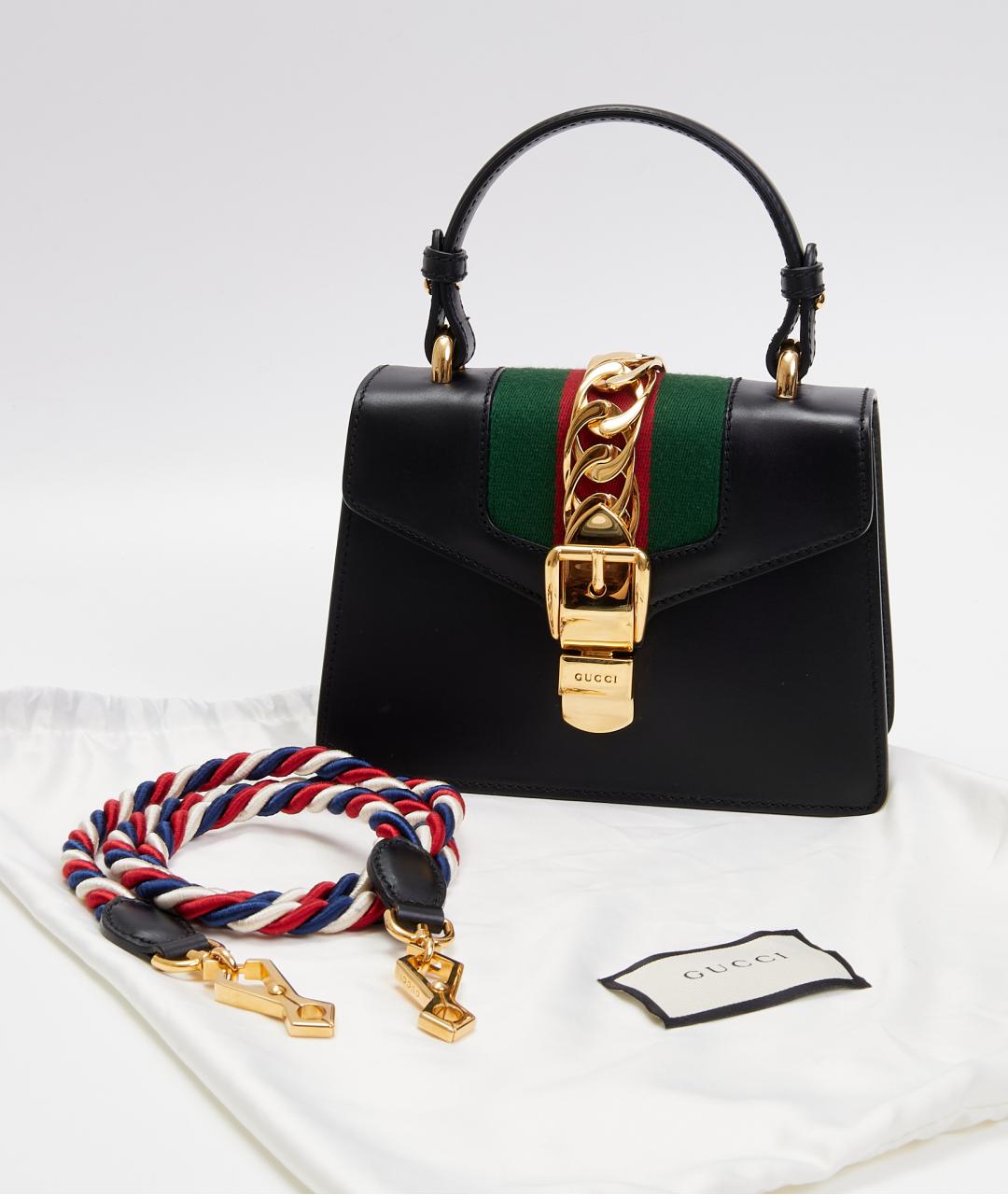 GUCCI Черная кожаная сумка с короткими ручками, фото 4