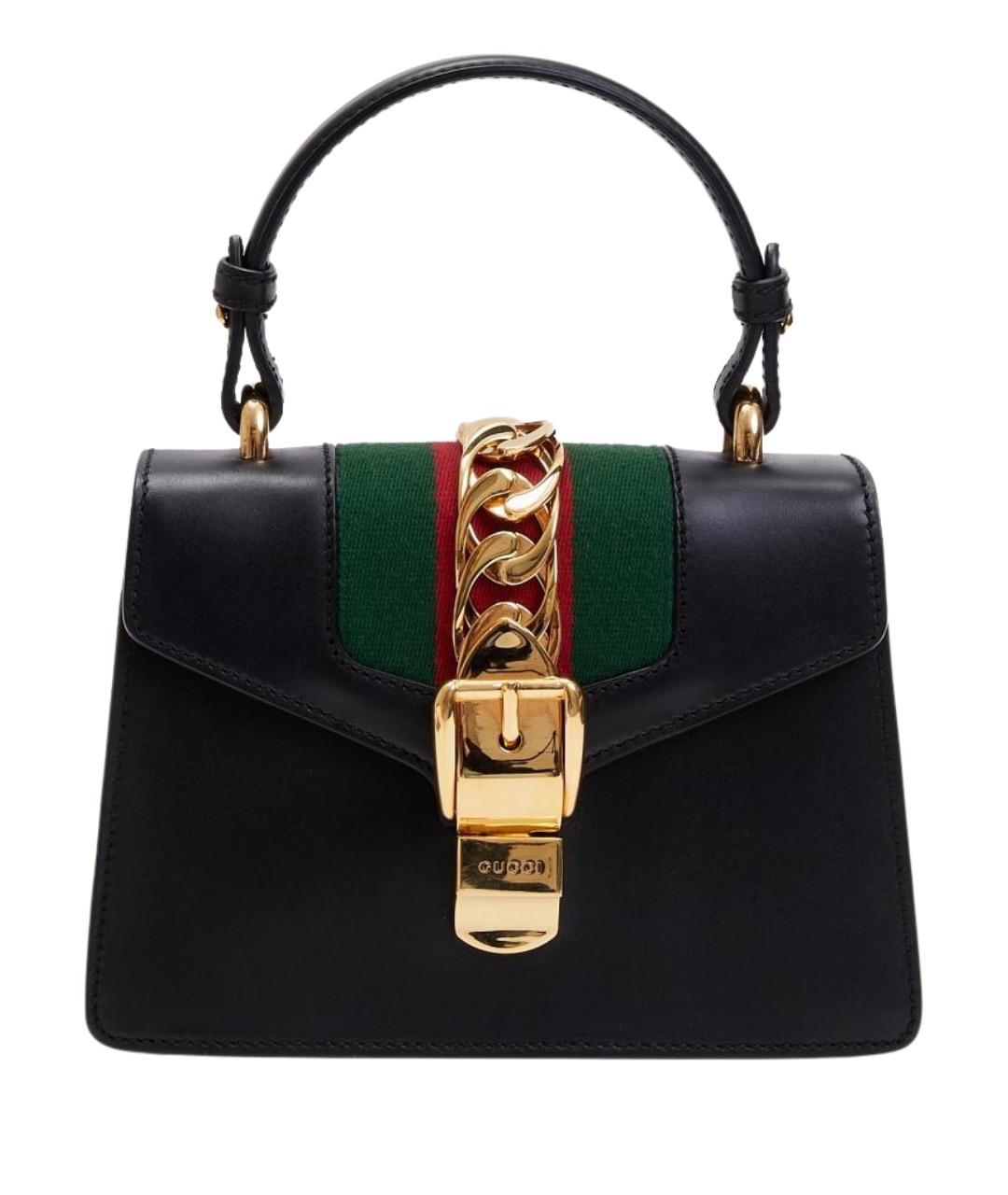 GUCCI Черная кожаная сумка с короткими ручками, фото 1