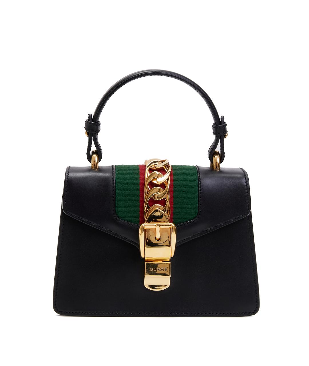 GUCCI Черная кожаная сумка с короткими ручками, фото 7