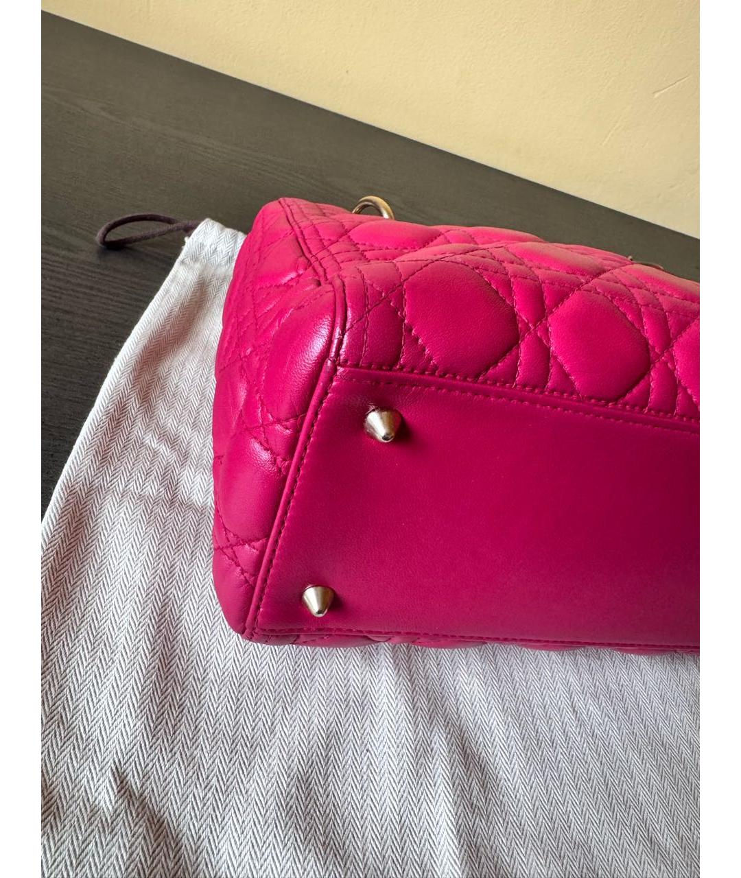 CHRISTIAN DIOR Розовая кожаная сумка с короткими ручками, фото 6