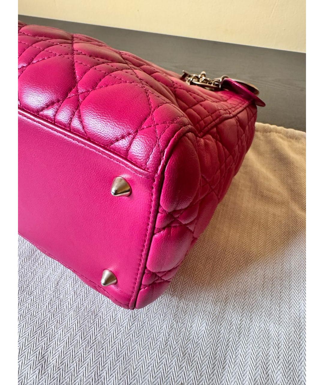 CHRISTIAN DIOR Розовая кожаная сумка с короткими ручками, фото 7