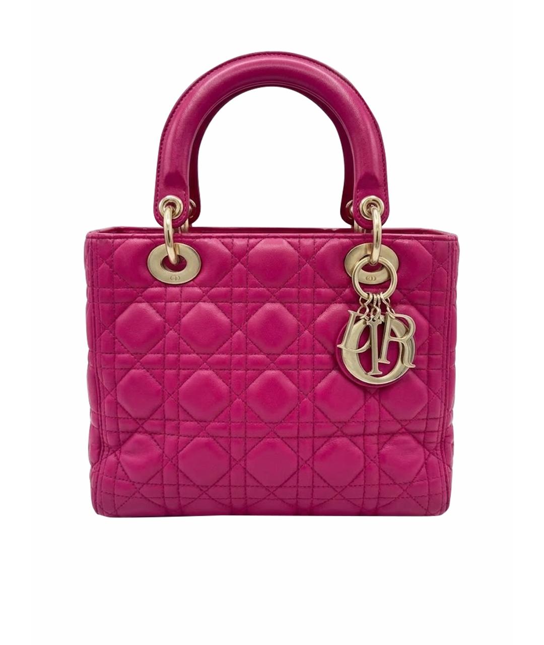 CHRISTIAN DIOR Розовая кожаная сумка с короткими ручками, фото 1