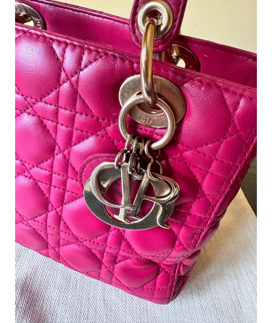 CHRISTIAN DIOR Розовая кожаная сумка с короткими ручками, фото 5