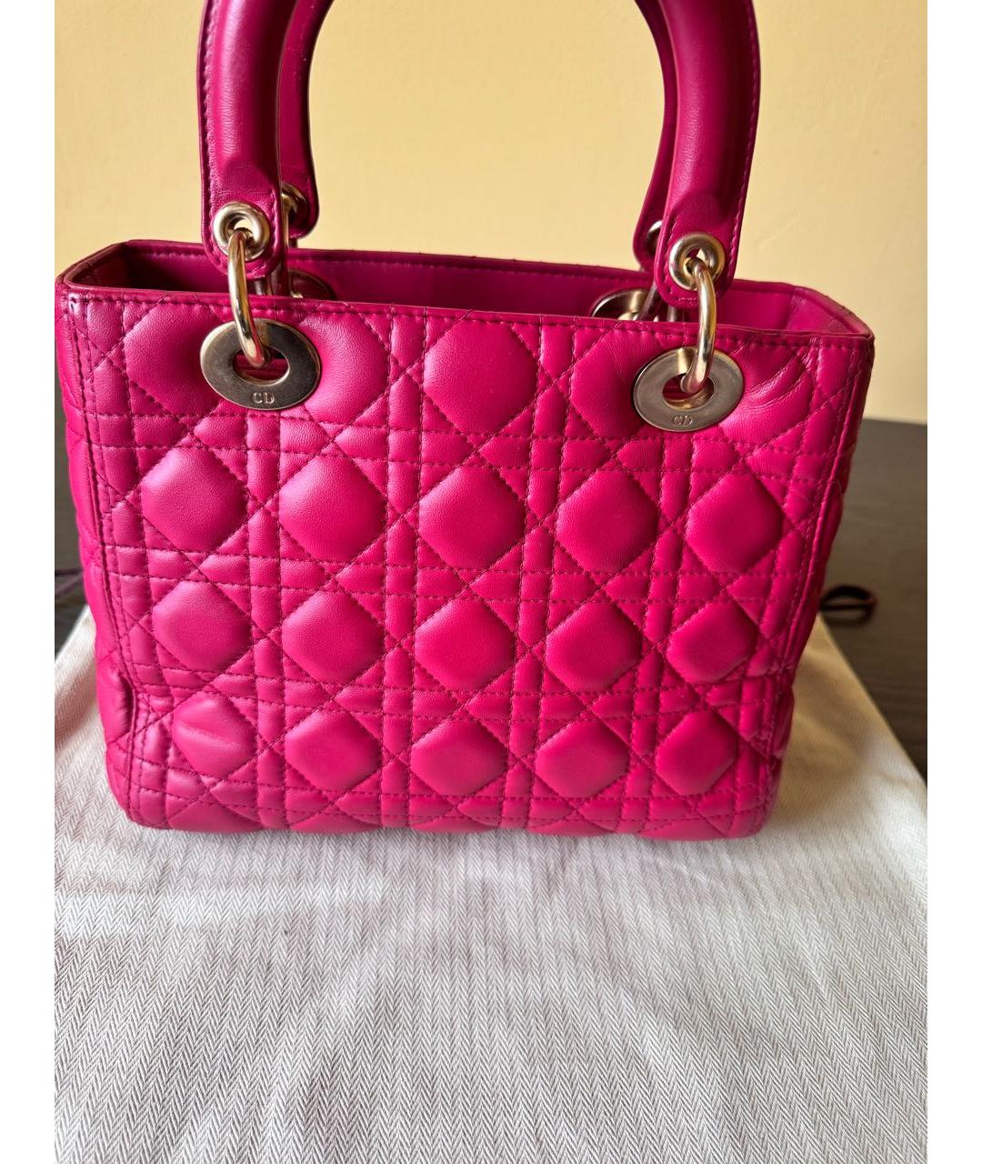 CHRISTIAN DIOR Розовая кожаная сумка с короткими ручками, фото 3