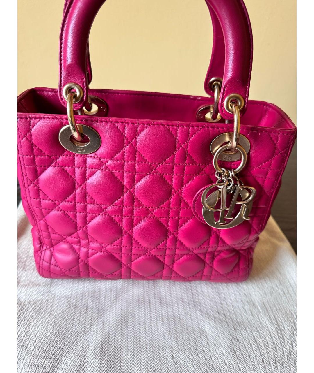 CHRISTIAN DIOR Розовая кожаная сумка с короткими ручками, фото 8