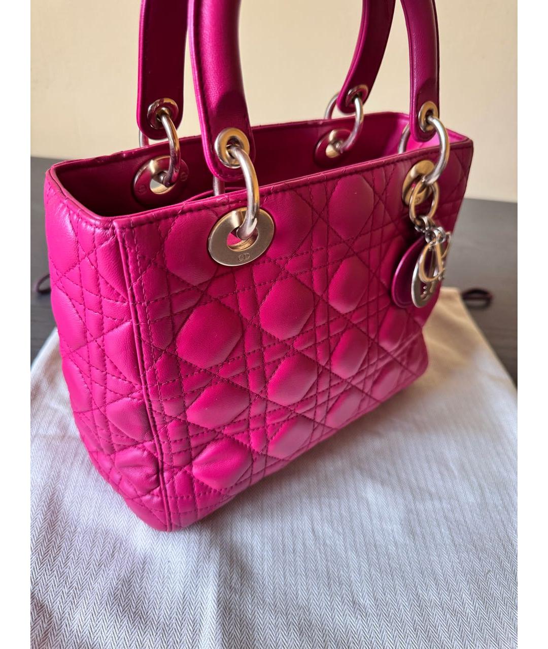 CHRISTIAN DIOR Розовая кожаная сумка с короткими ручками, фото 2