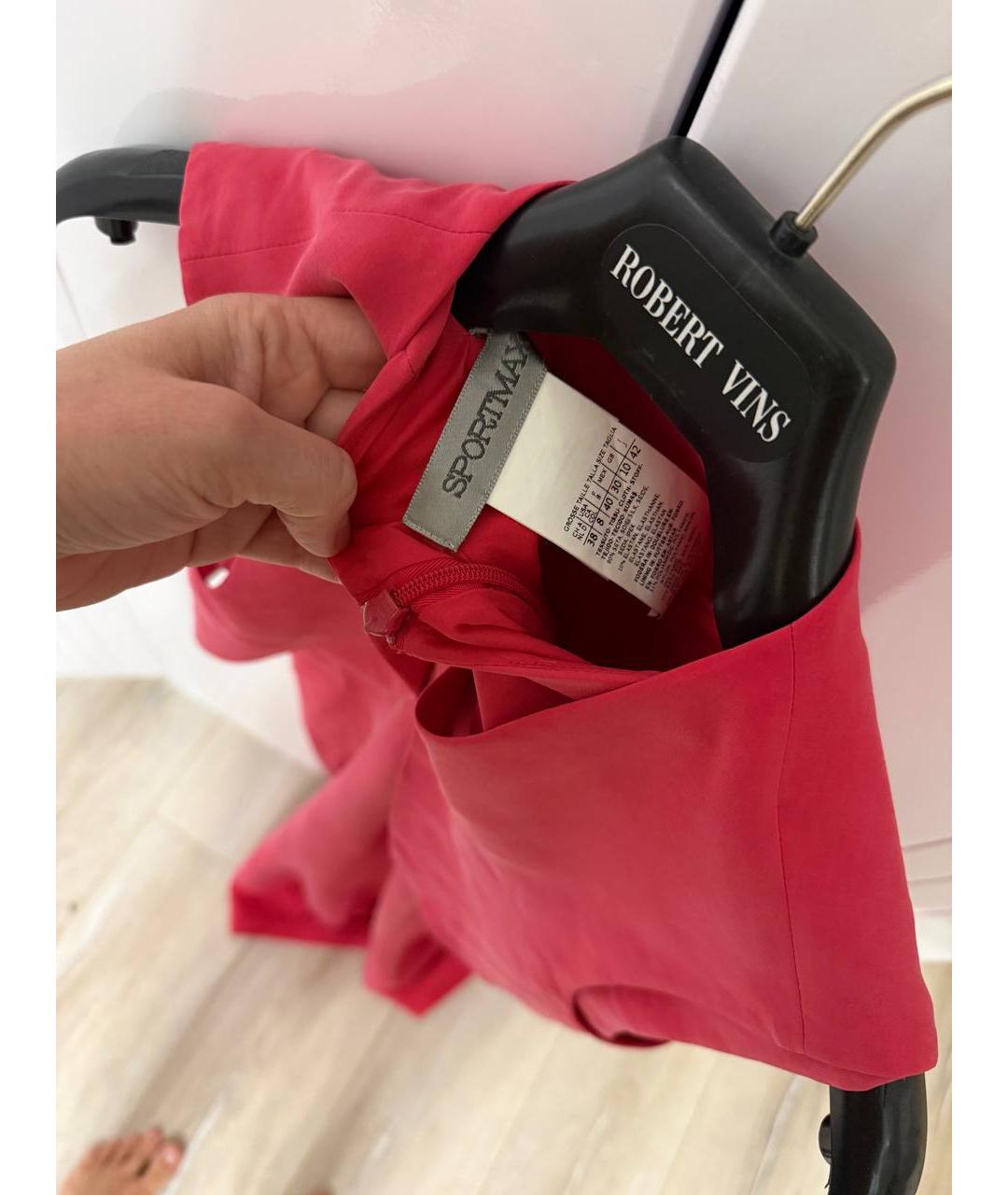 SPORTMAX Розовое шелковое повседневное платье, фото 6