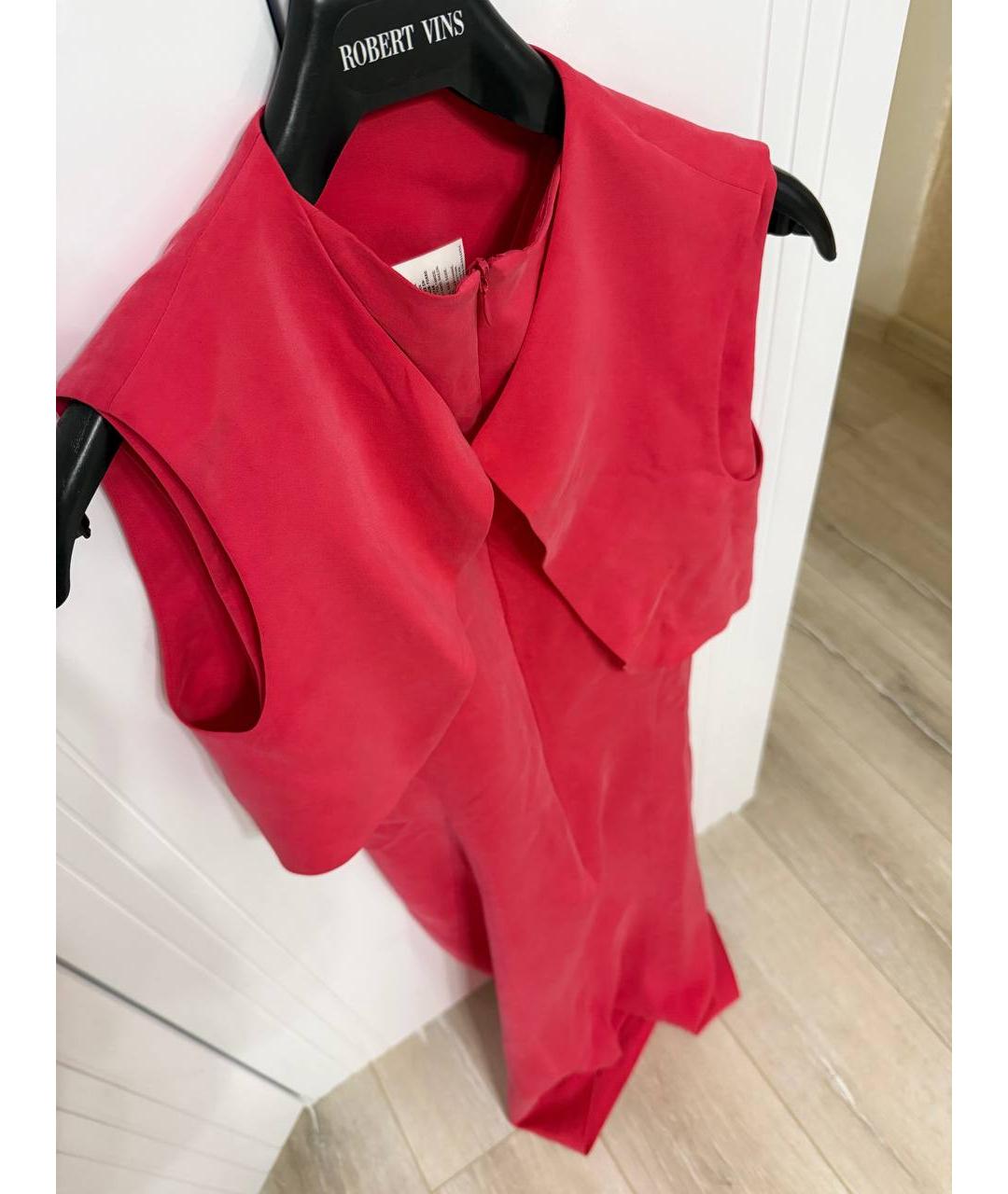 SPORTMAX Розовое шелковое повседневное платье, фото 5