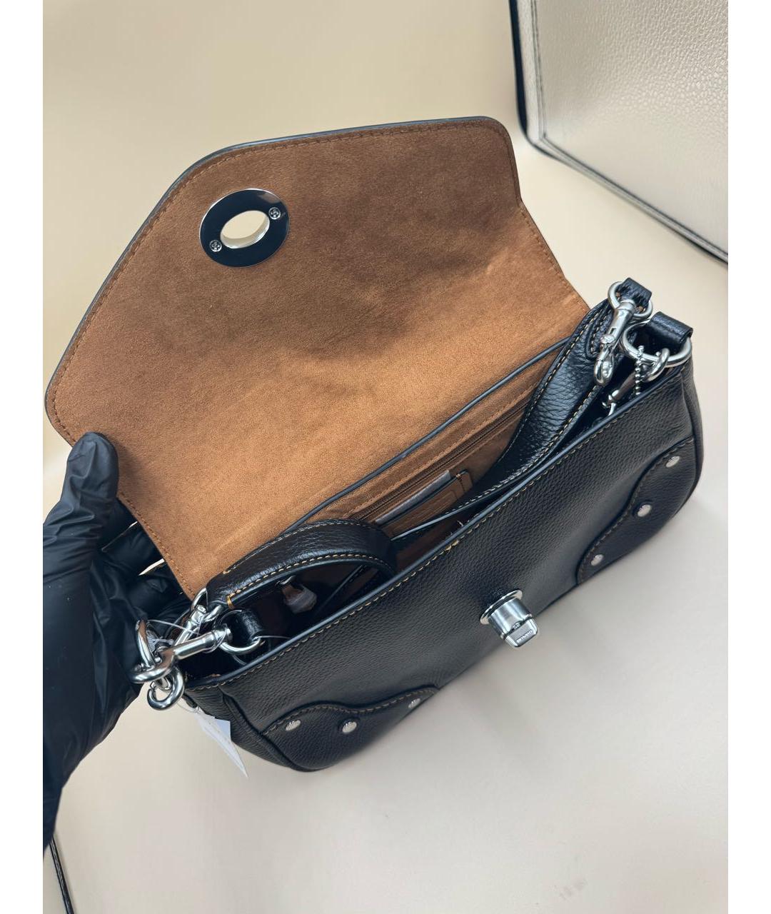 COACH Черная кожаная сумка через плечо, фото 6