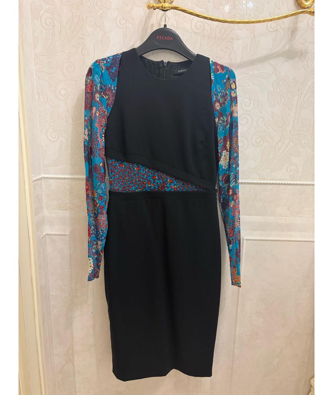 VERSACE Черное вискозное коктейльное платье, фото 9