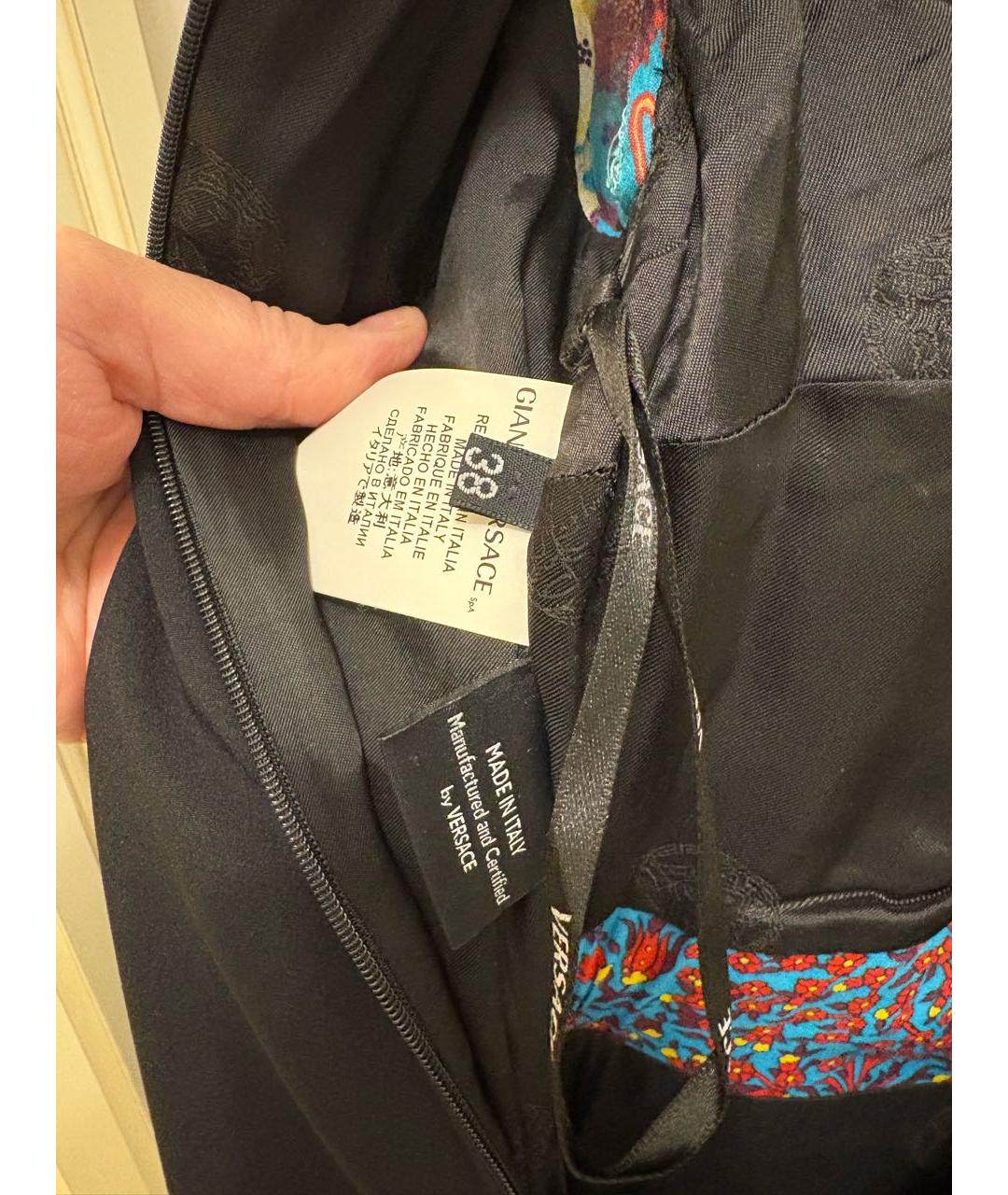 VERSACE Черное вискозное коктейльное платье, фото 5