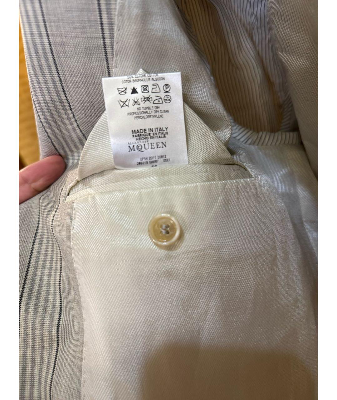 ALEXANDER MCQUEEN Бежевый классический костюм, фото 4