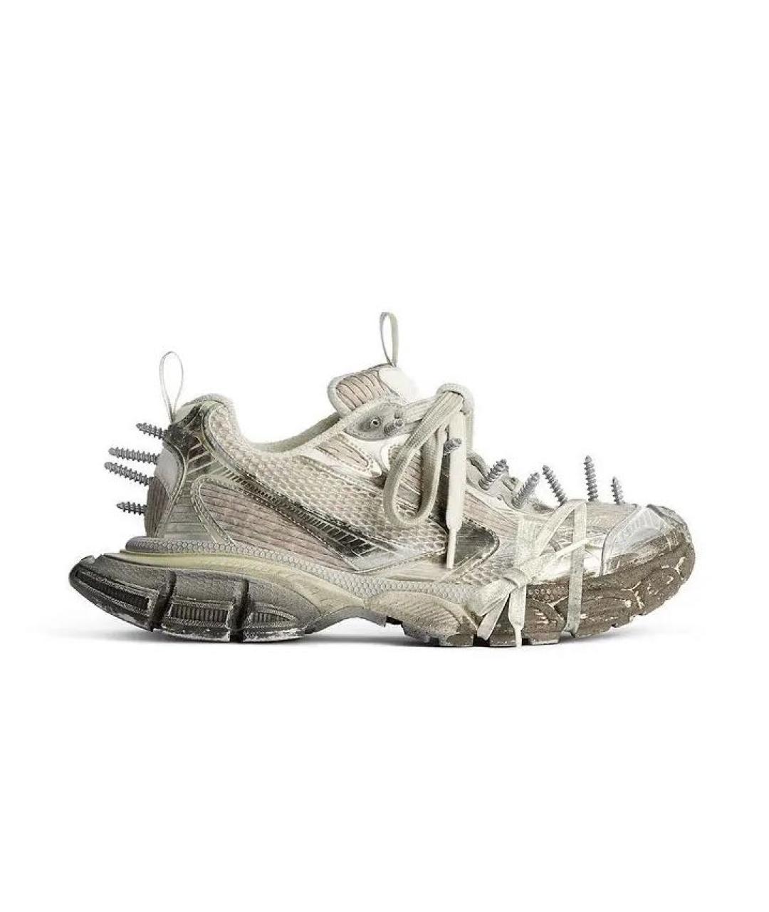 BALENCIAGA Бежевые текстильные низкие кроссовки / кеды, фото 7