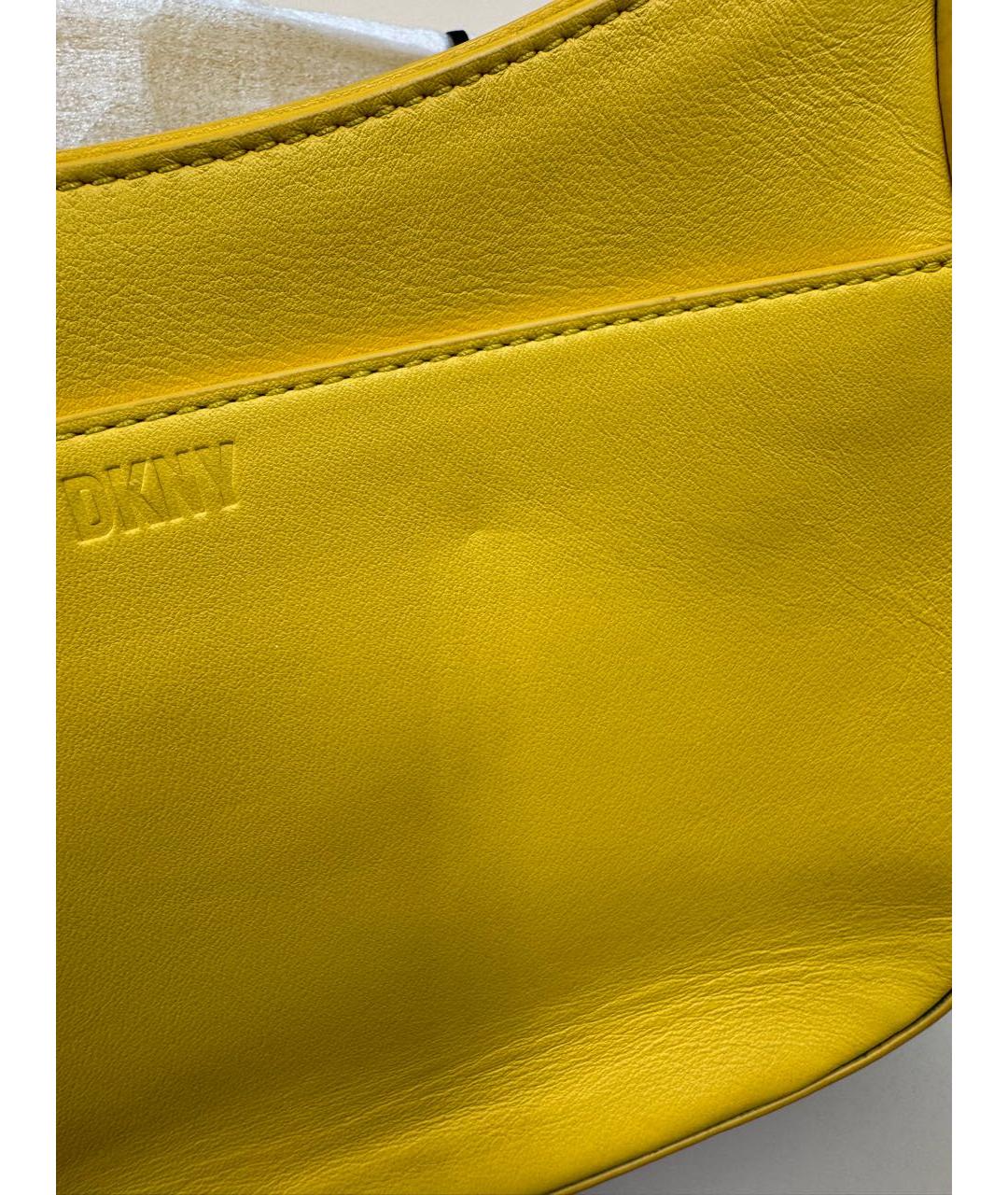 DKNY Желтая кожаная сумка через плечо, фото 7