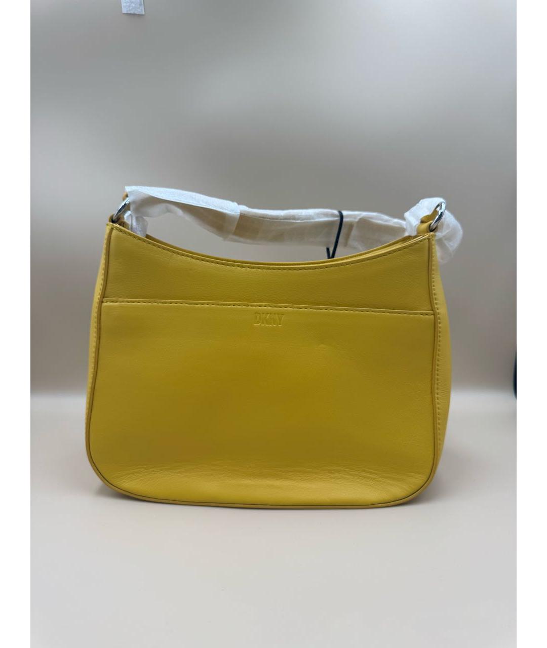 DKNY Желтая кожаная сумка через плечо, фото 9