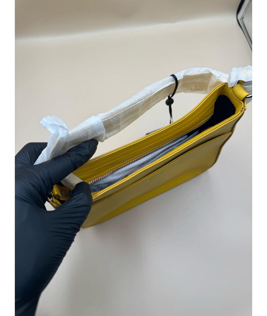 DKNY Желтая кожаная сумка через плечо, фото 6