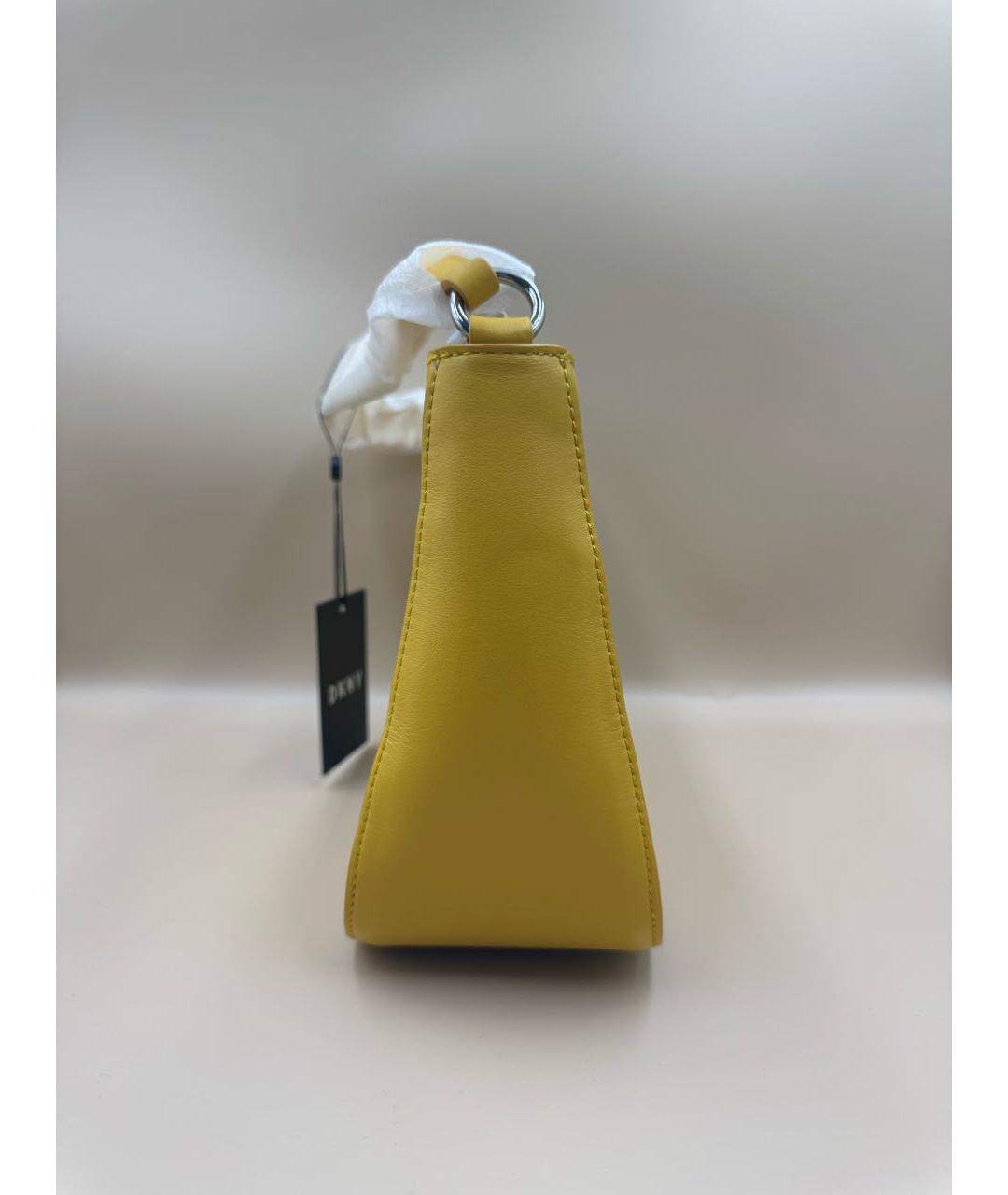 DKNY Желтая кожаная сумка через плечо, фото 3