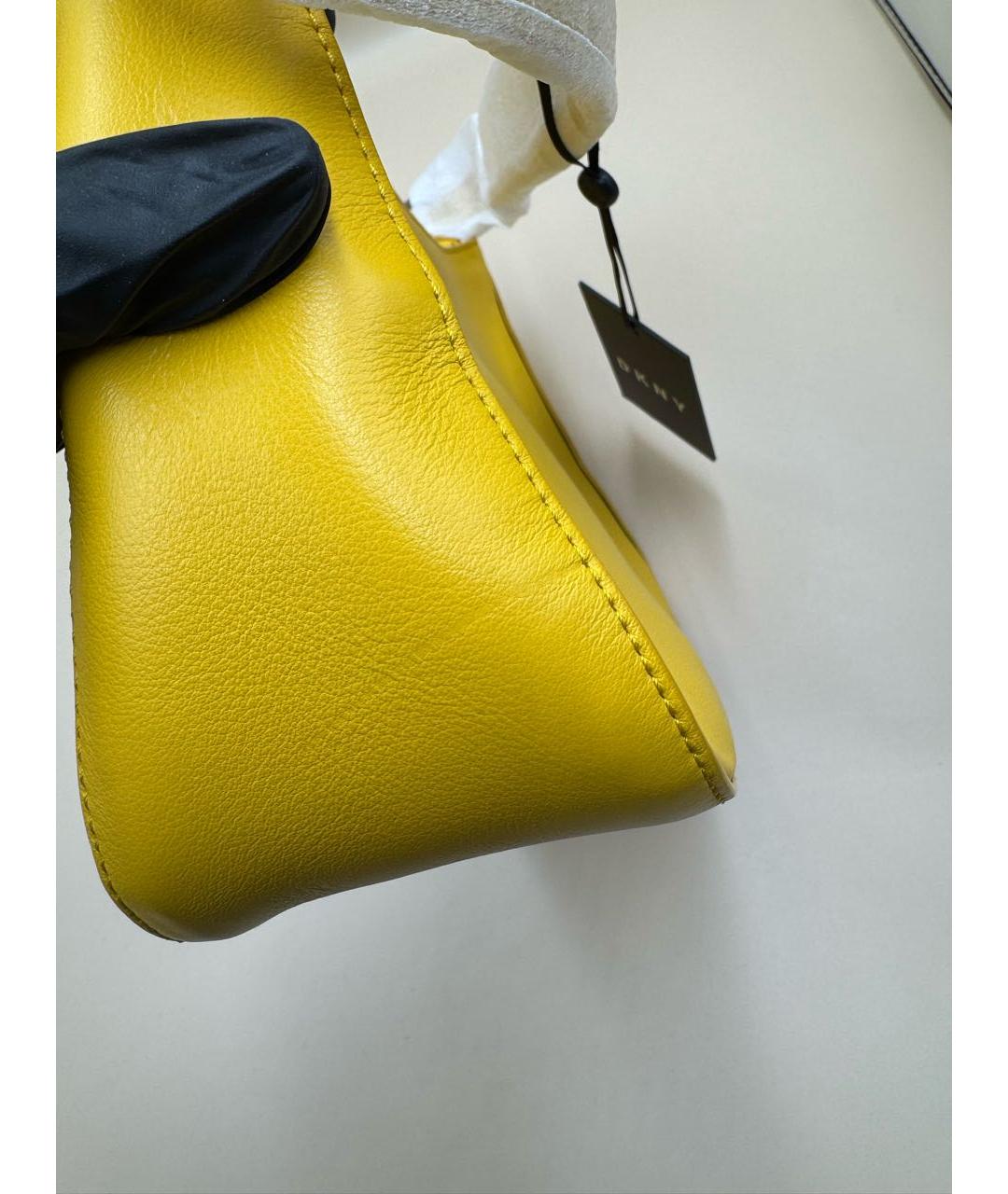 DKNY Желтая кожаная сумка через плечо, фото 8
