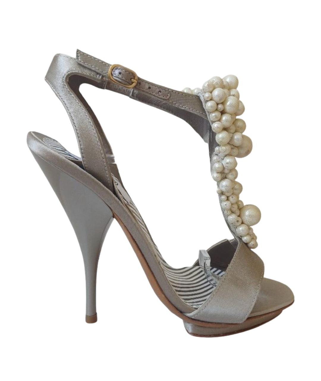 MOSCHINO Серые кожаные босоножки, фото 1