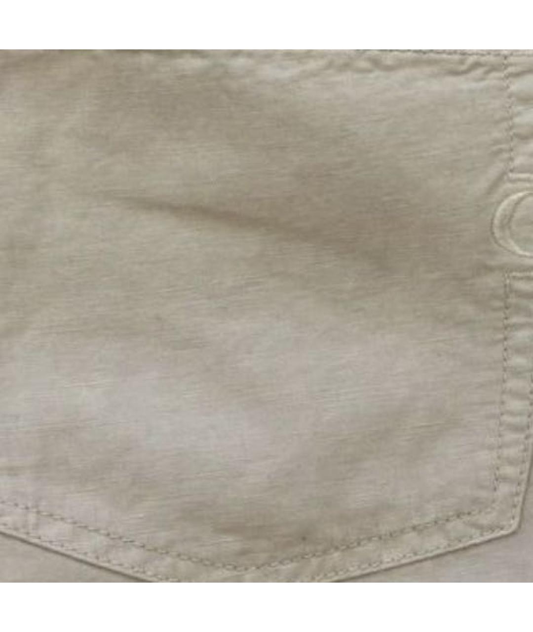 CANALI Бежевые льняные повседневные брюки, фото 4