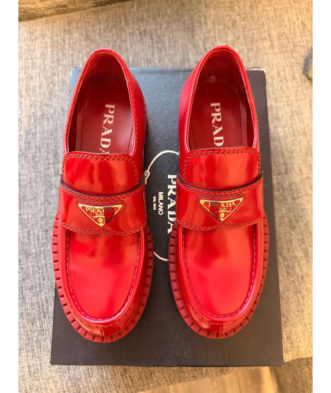 PRADA Красные кожаные лоферы, фото 3