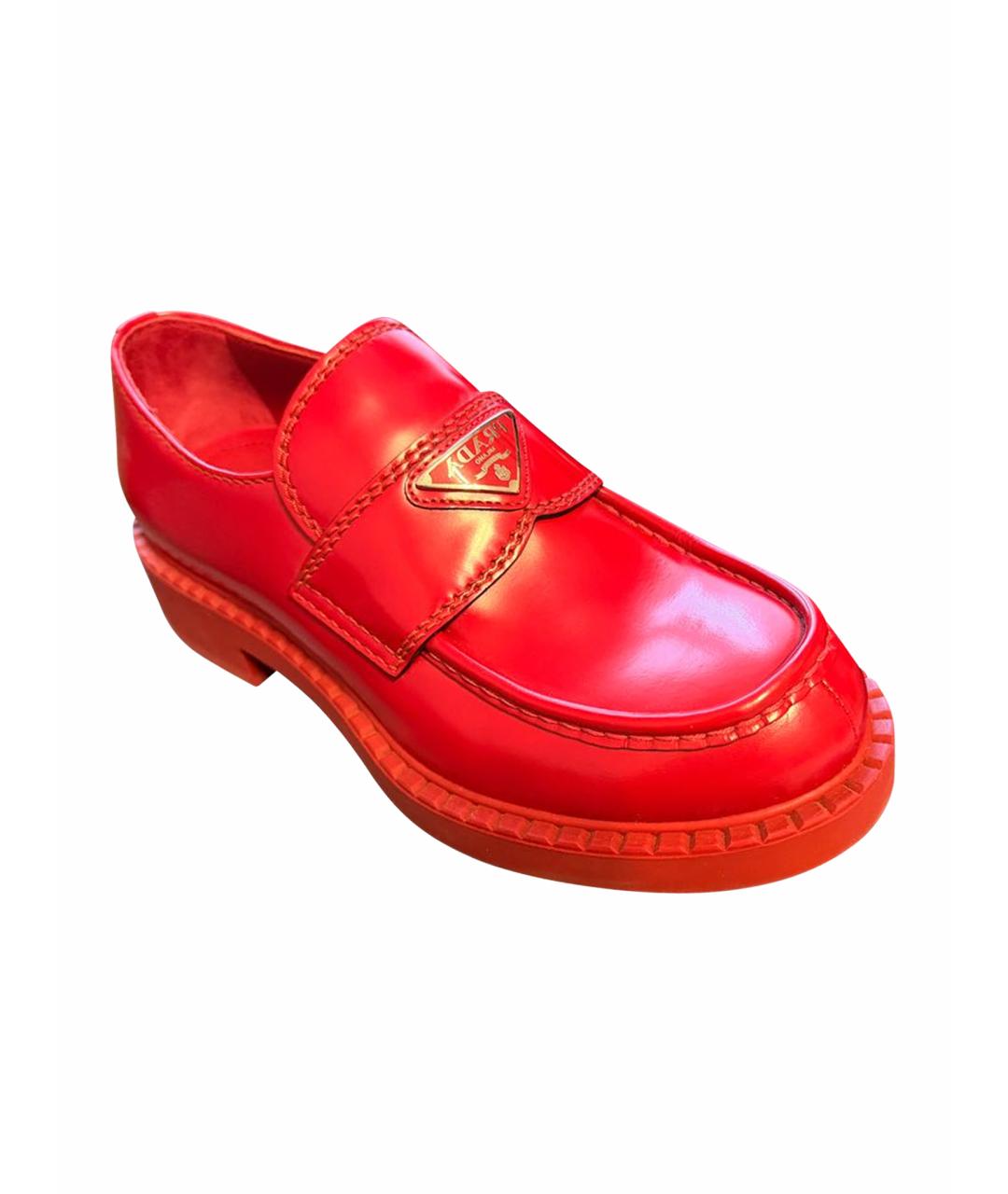 PRADA Красные кожаные лоферы, фото 1