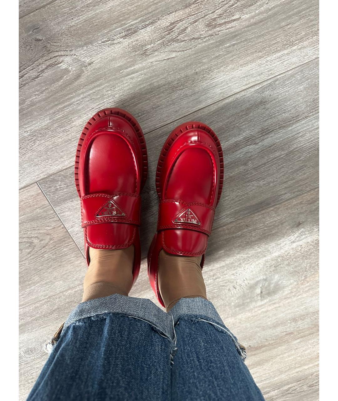 PRADA Красные кожаные лоферы, фото 8
