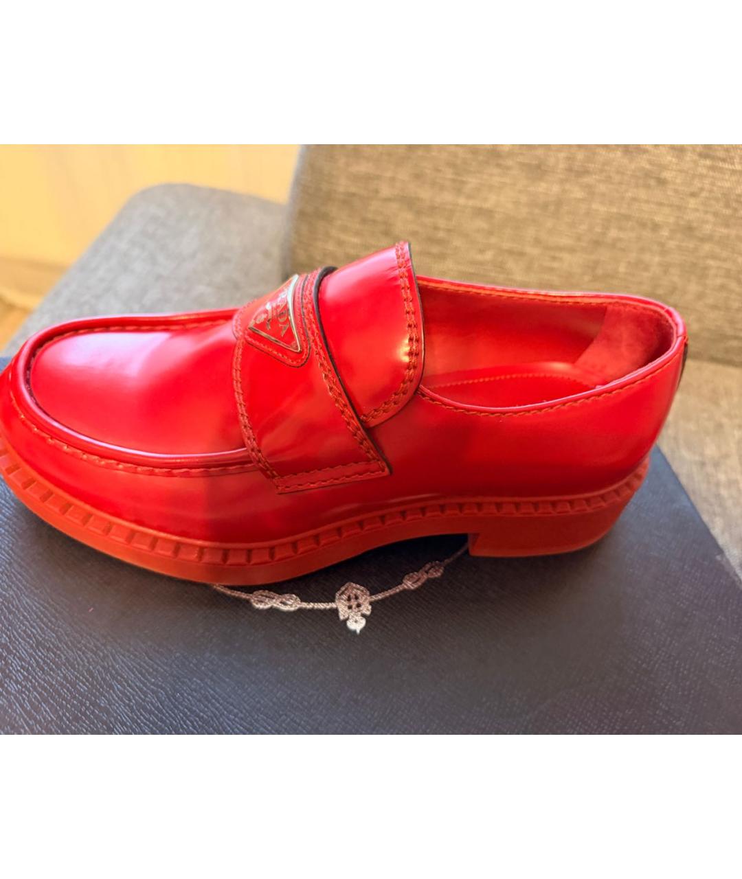 PRADA Красные кожаные лоферы, фото 9
