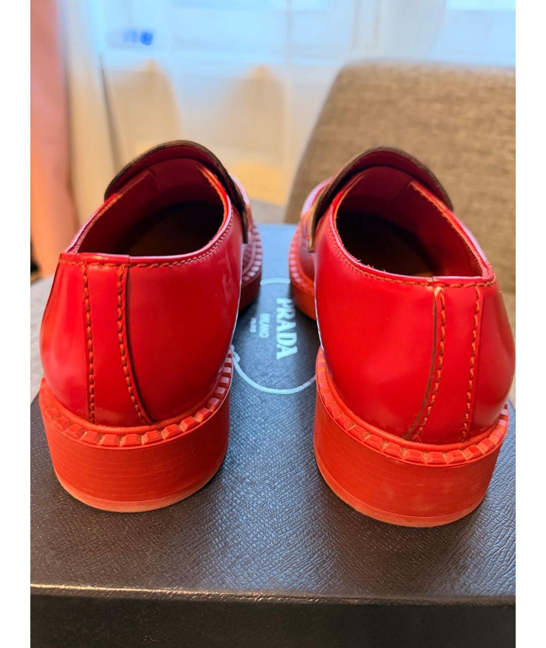 PRADA Красные кожаные лоферы, фото 4