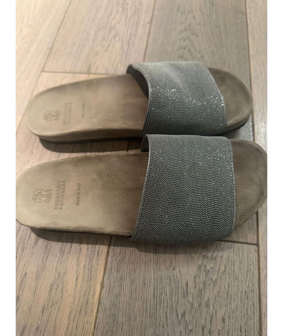 BRUNELLO CUCINELLI Бежевые шлепанцы, фото 4