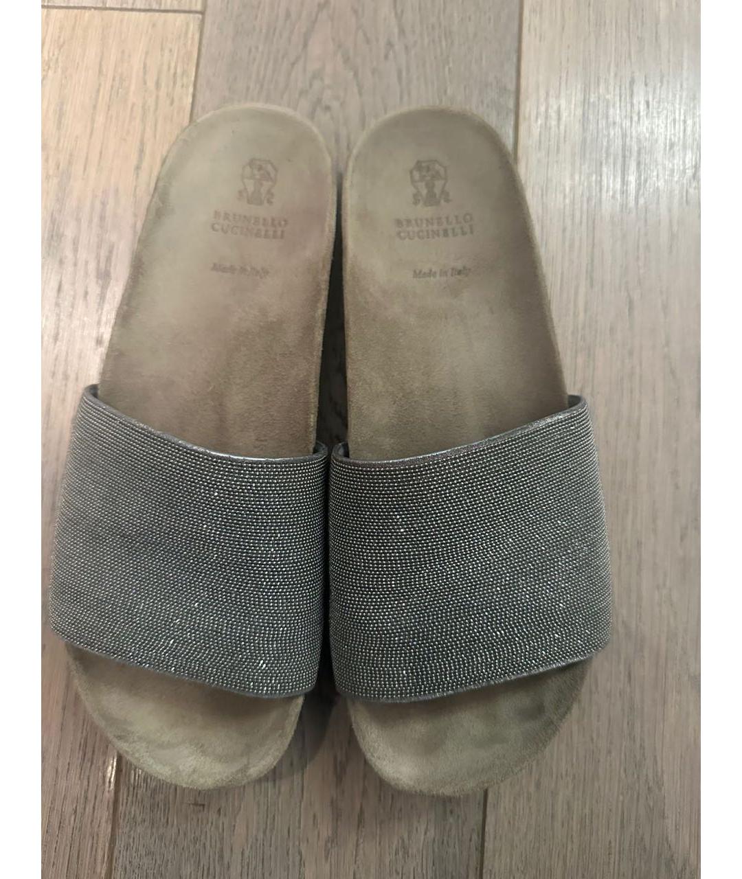 BRUNELLO CUCINELLI Бежевые шлепанцы, фото 2