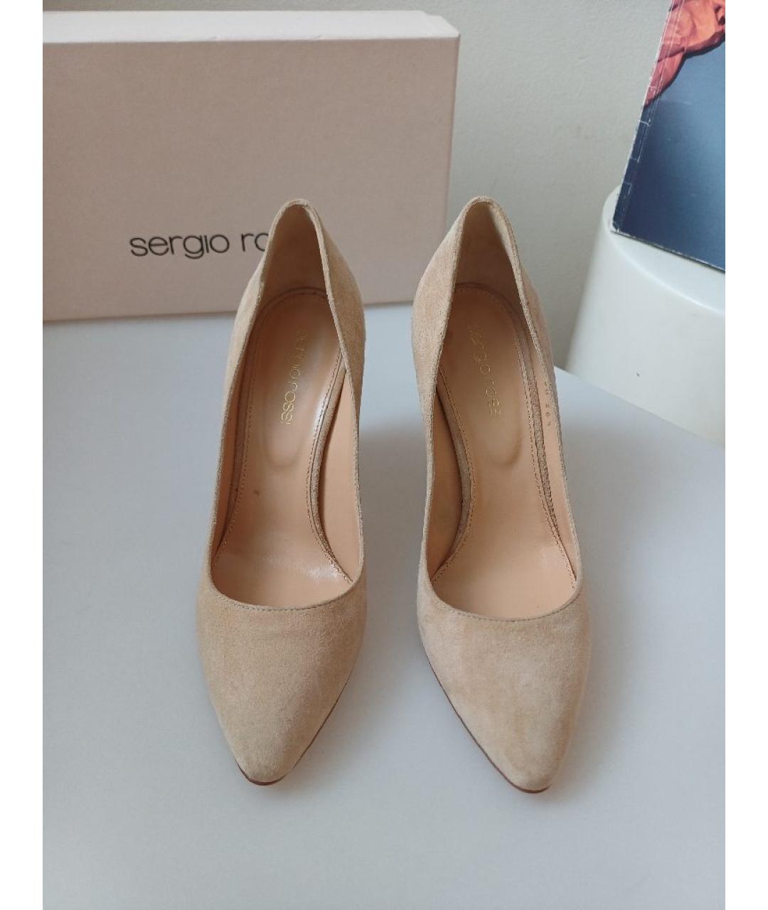 SERGIO ROSSI Бежевые замшевые туфли, фото 6