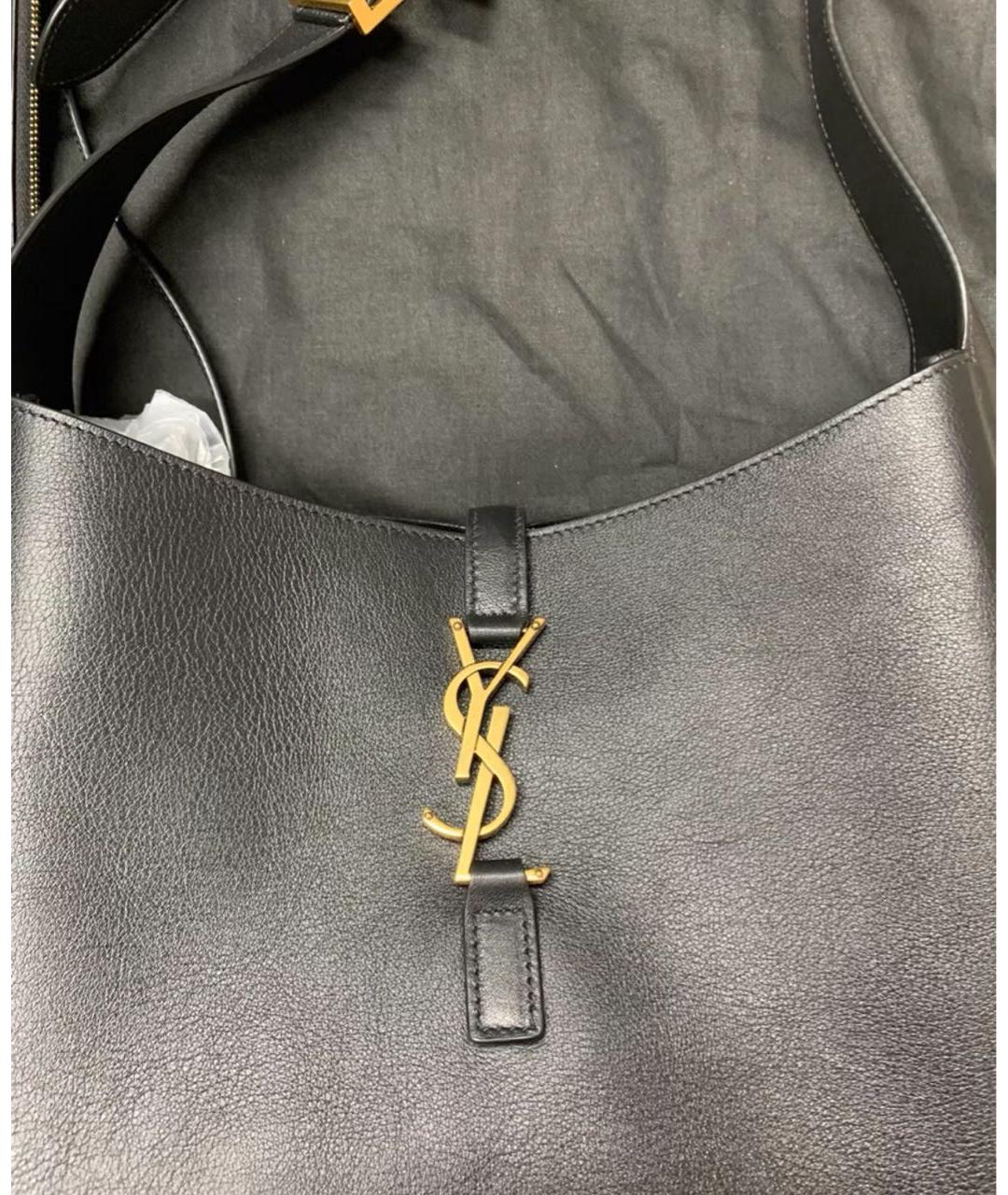 SAINT LAURENT Черная кожаная сумка тоут, фото 4