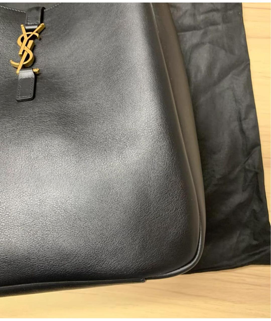 SAINT LAURENT Черная кожаная сумка тоут, фото 6