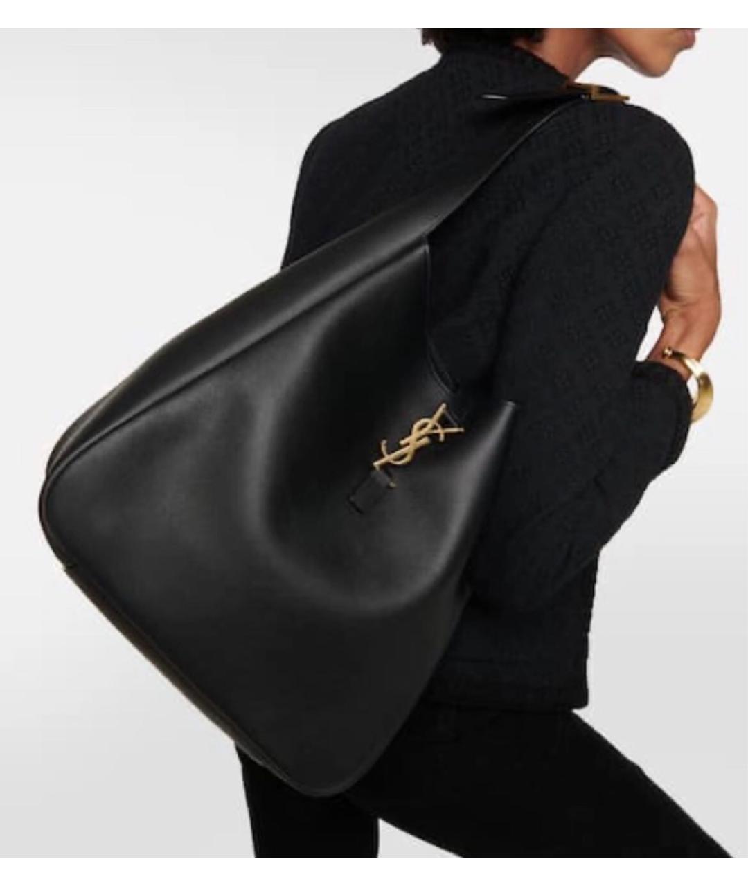 SAINT LAURENT Черная кожаная сумка тоут, фото 2