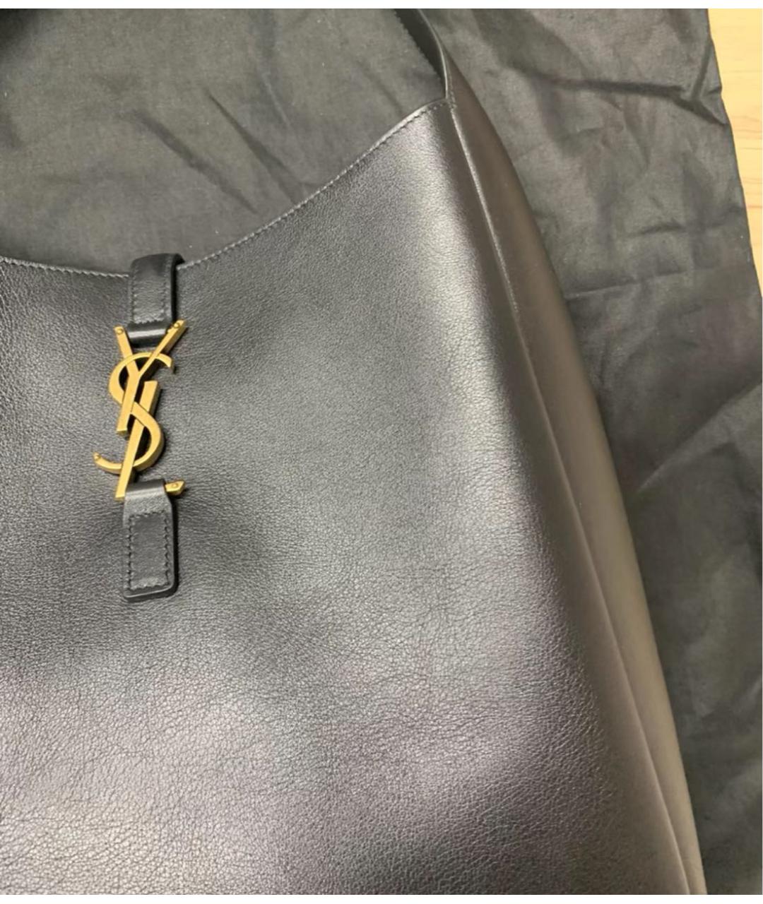 SAINT LAURENT Черная кожаная сумка тоут, фото 5