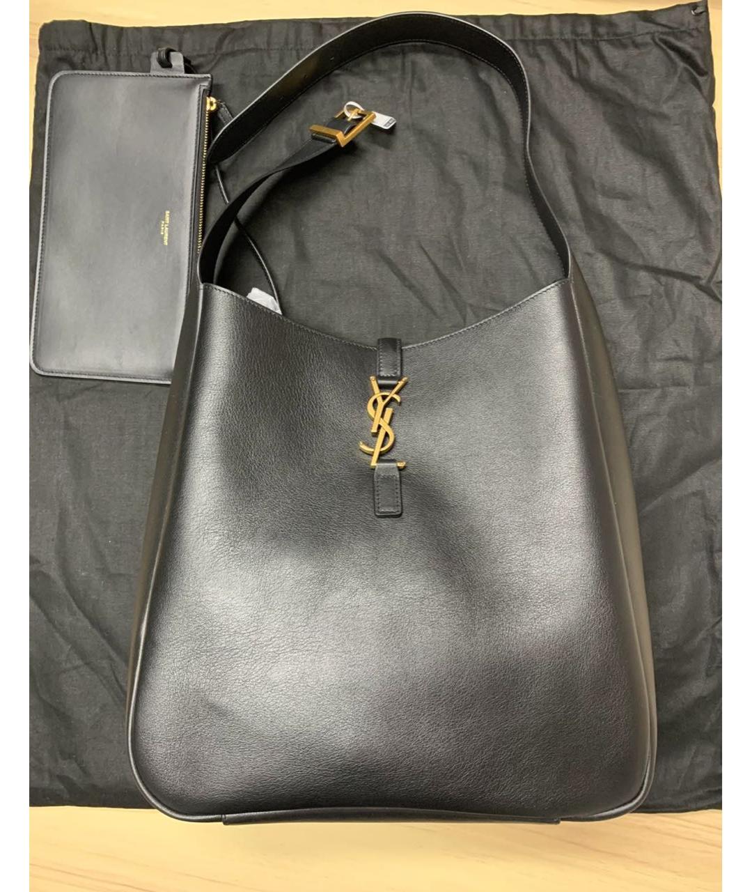 SAINT LAURENT Черная кожаная сумка тоут, фото 3