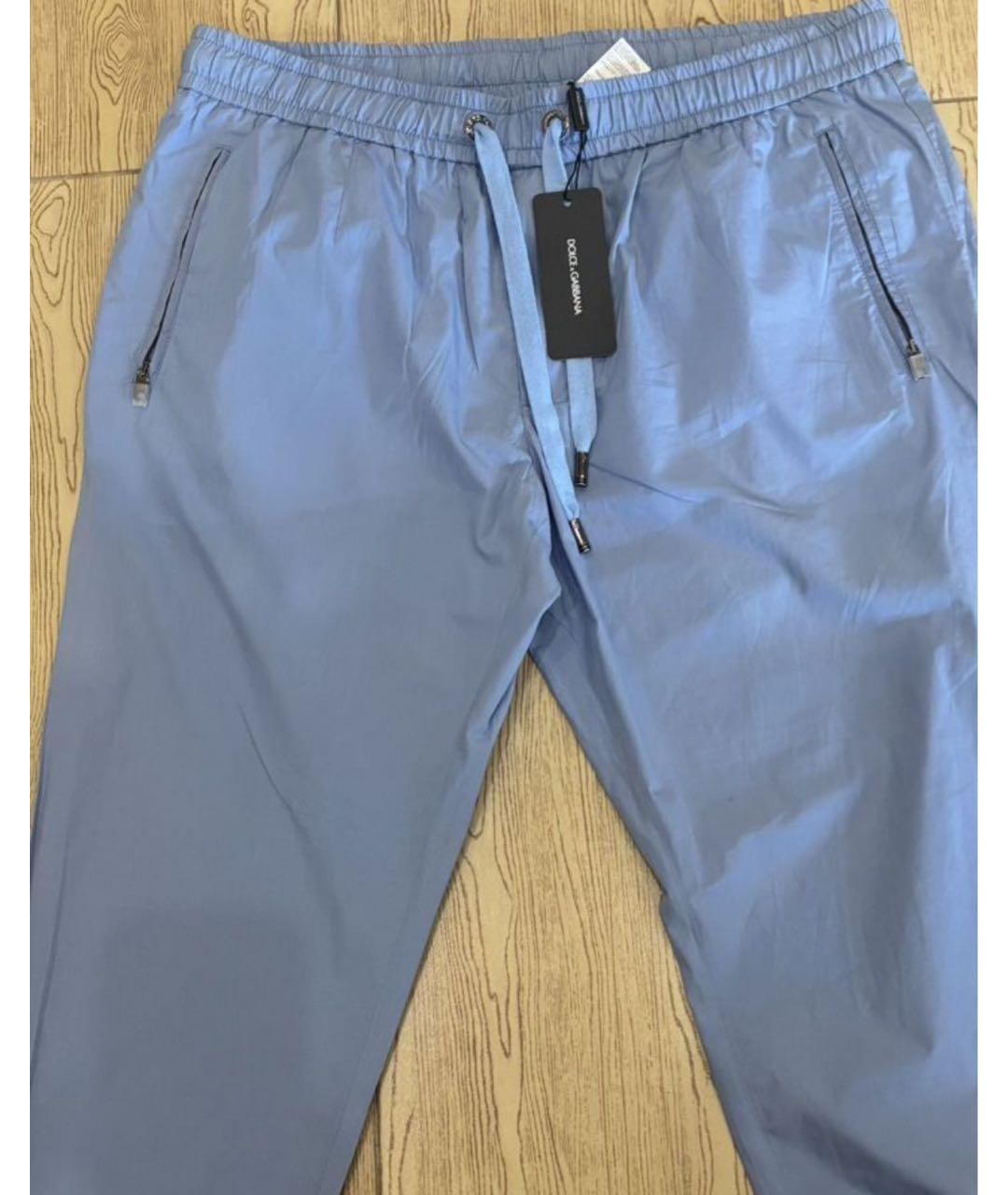 DOLCE&GABBANA Голубые шелковые повседневные брюки, фото 2