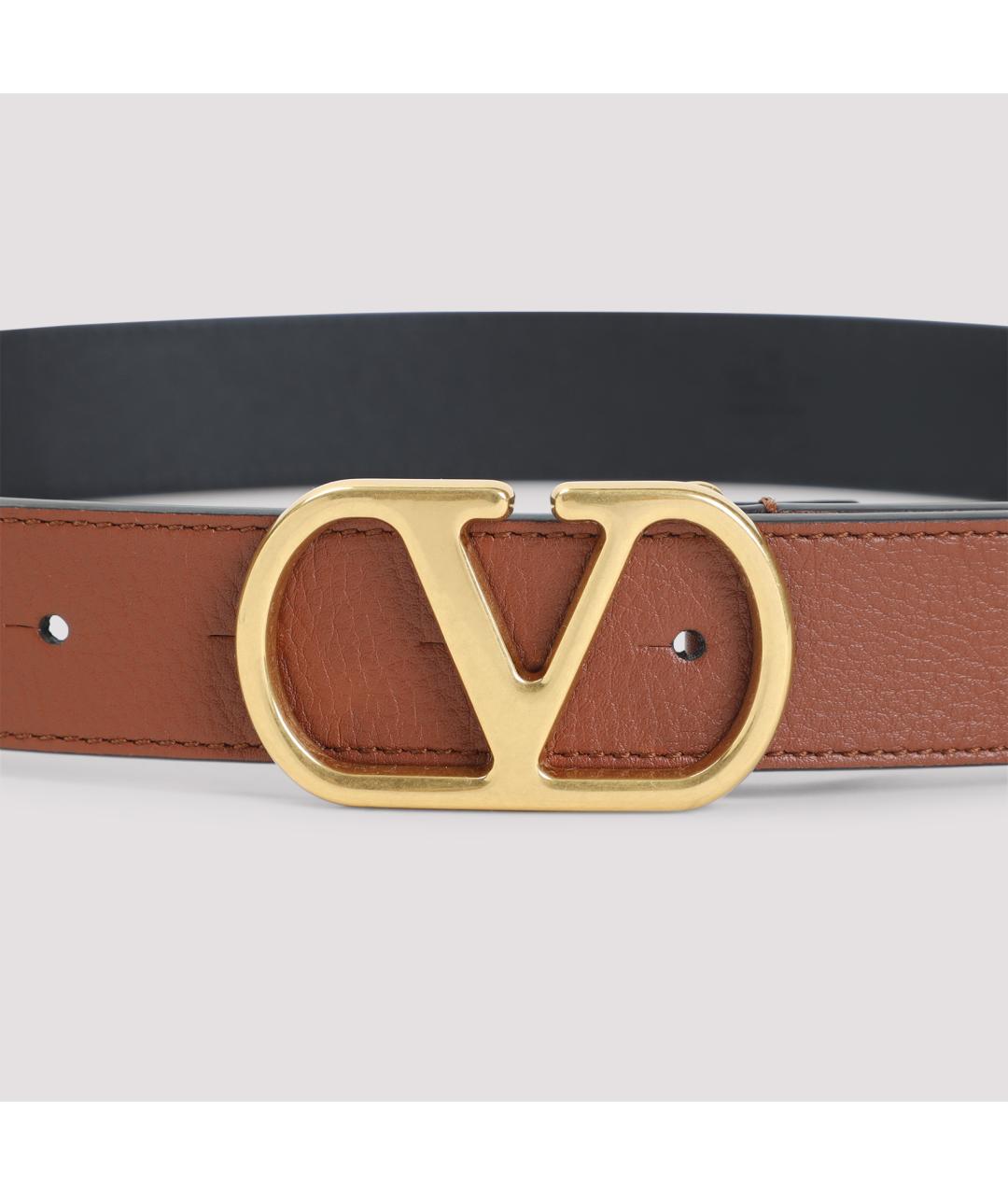 VALENTINO Коричневый кожаный ремень, фото 2