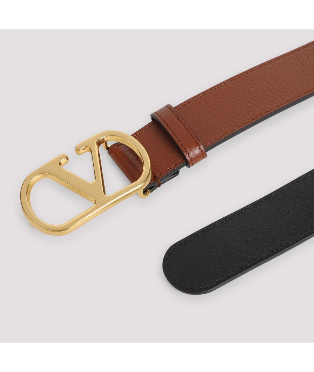 VALENTINO Коричневый кожаный ремень, фото 3