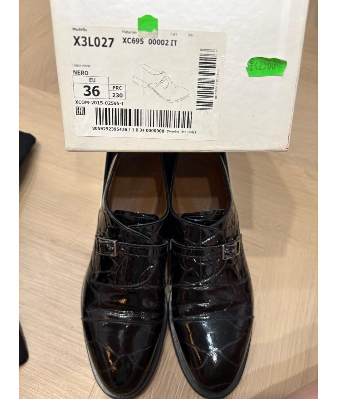 EMPORIO ARMANI Черные лоферы из лакированной кожи, фото 3