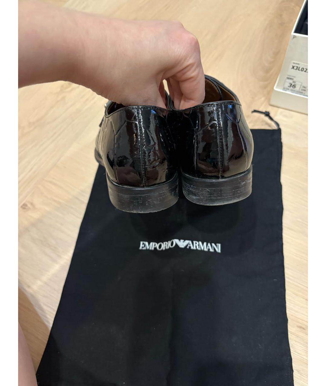EMPORIO ARMANI Черные лоферы из лакированной кожи, фото 4