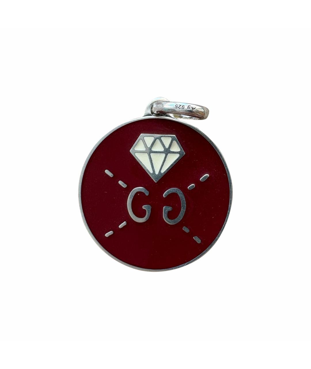 GUCCI Бордовая серебряная подвеска, фото 1