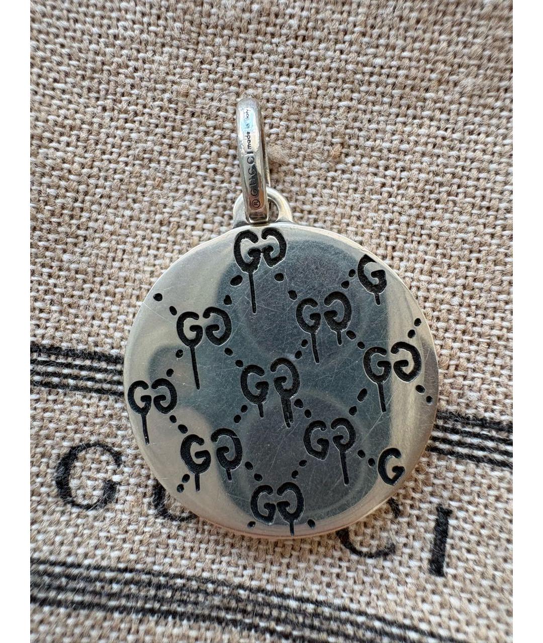 GUCCI Бордовая серебряная подвеска, фото 2